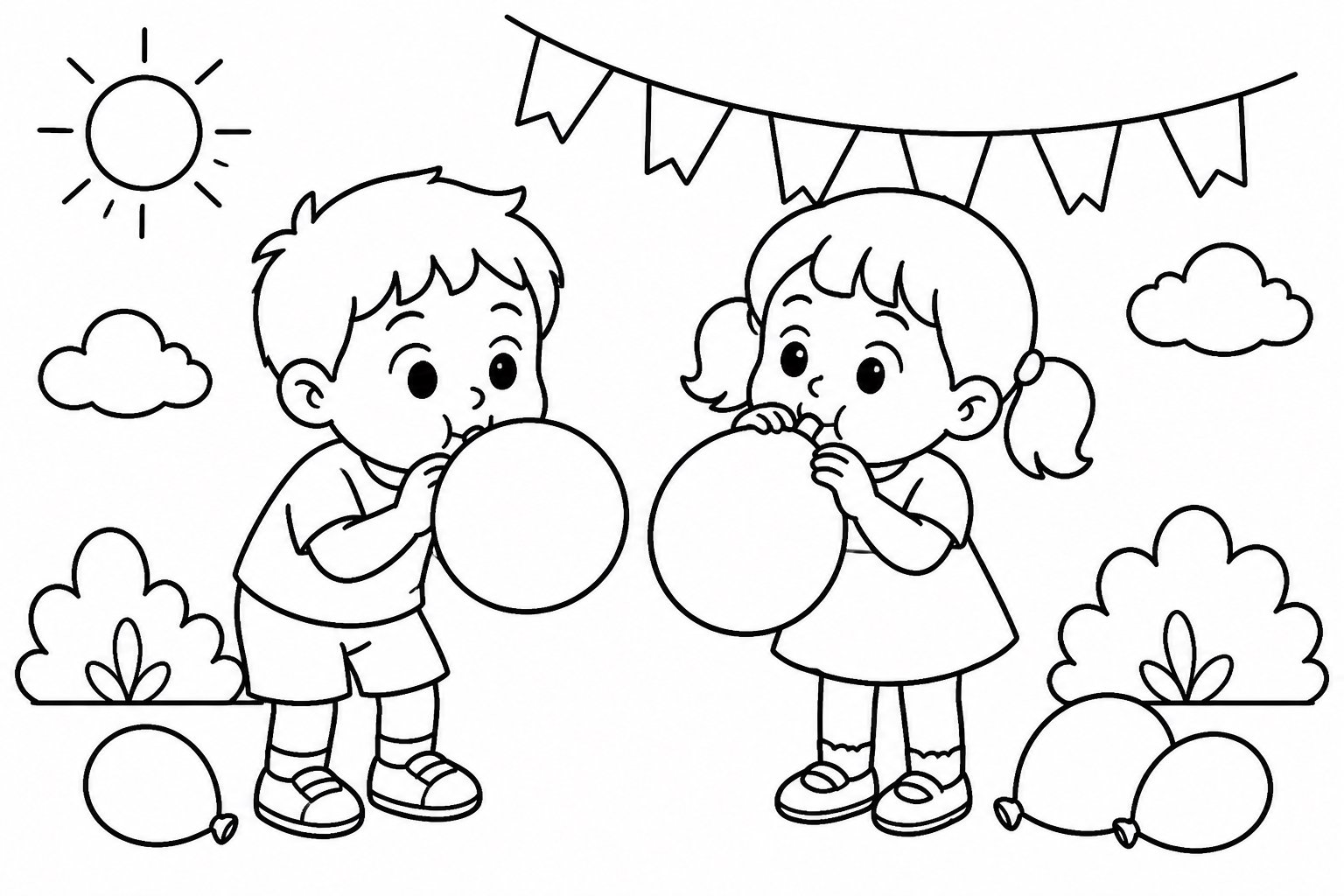 Ballons für den Kindertag aufblasen