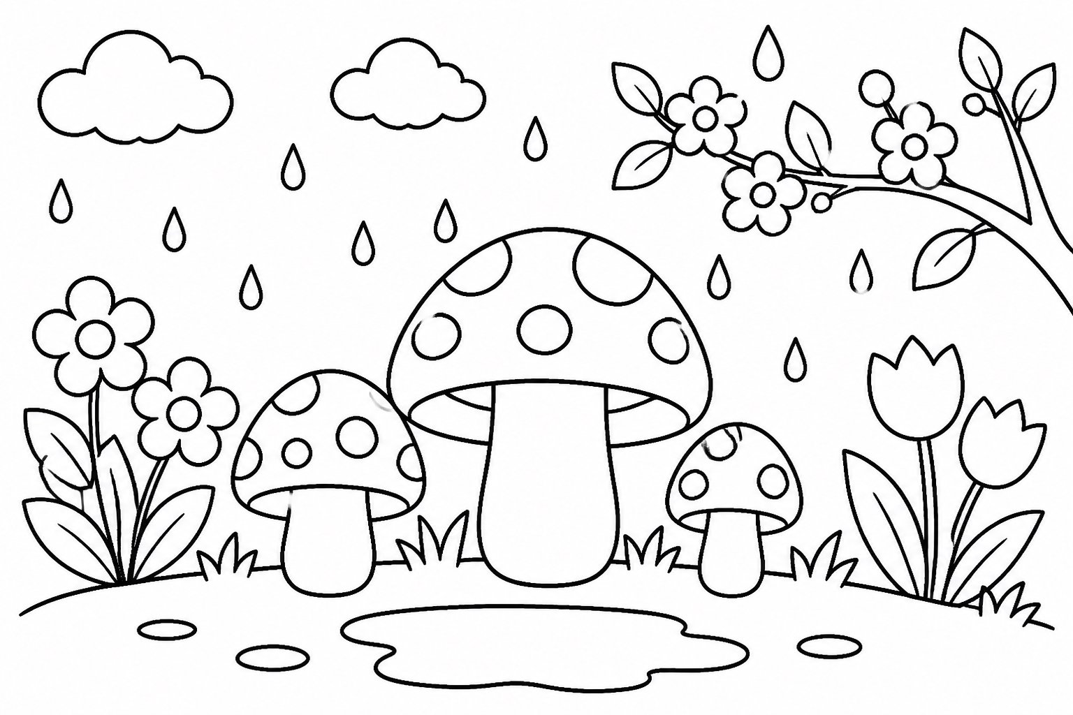 Seta bajo la lluvia de primavera