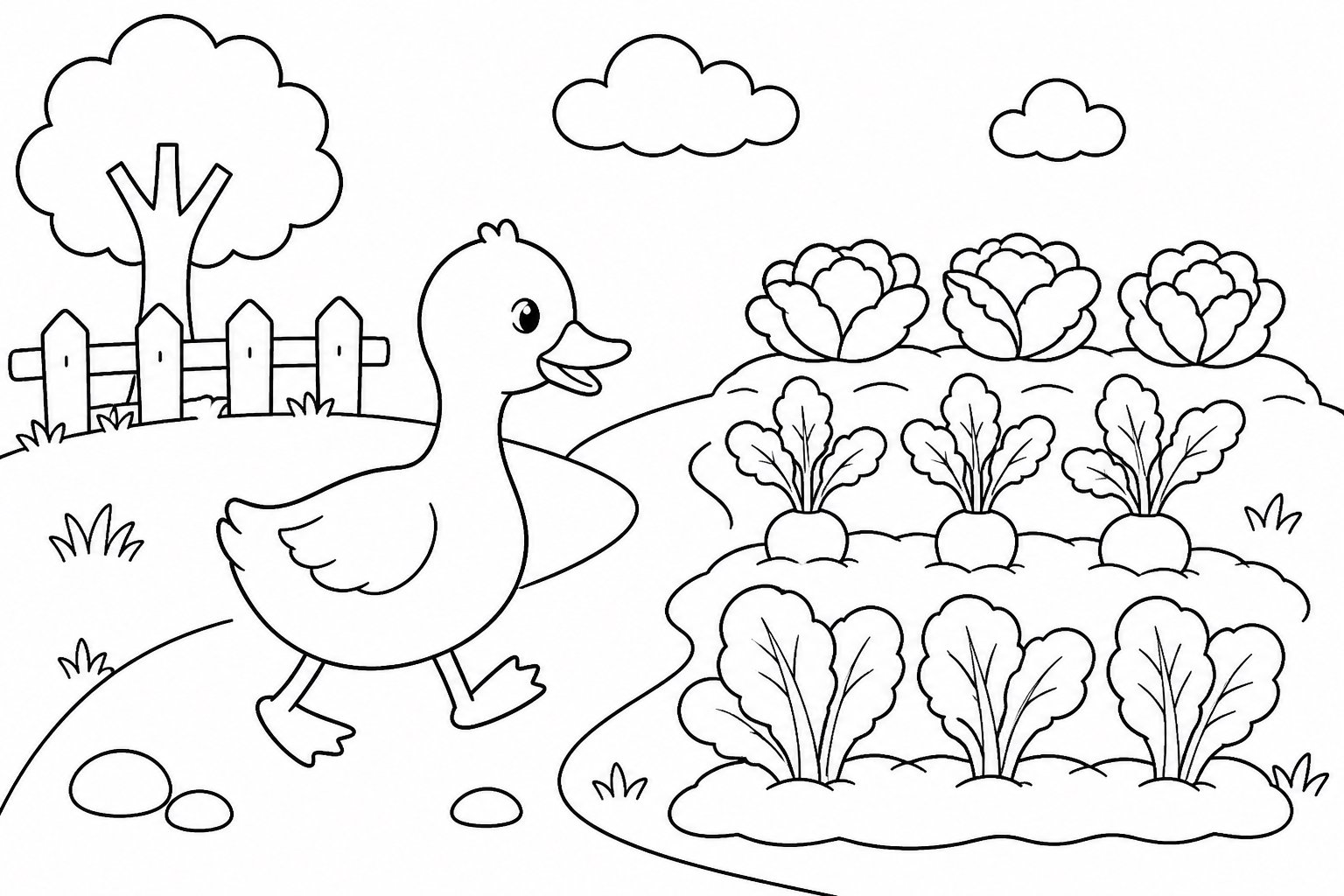 Oison traversant le potager