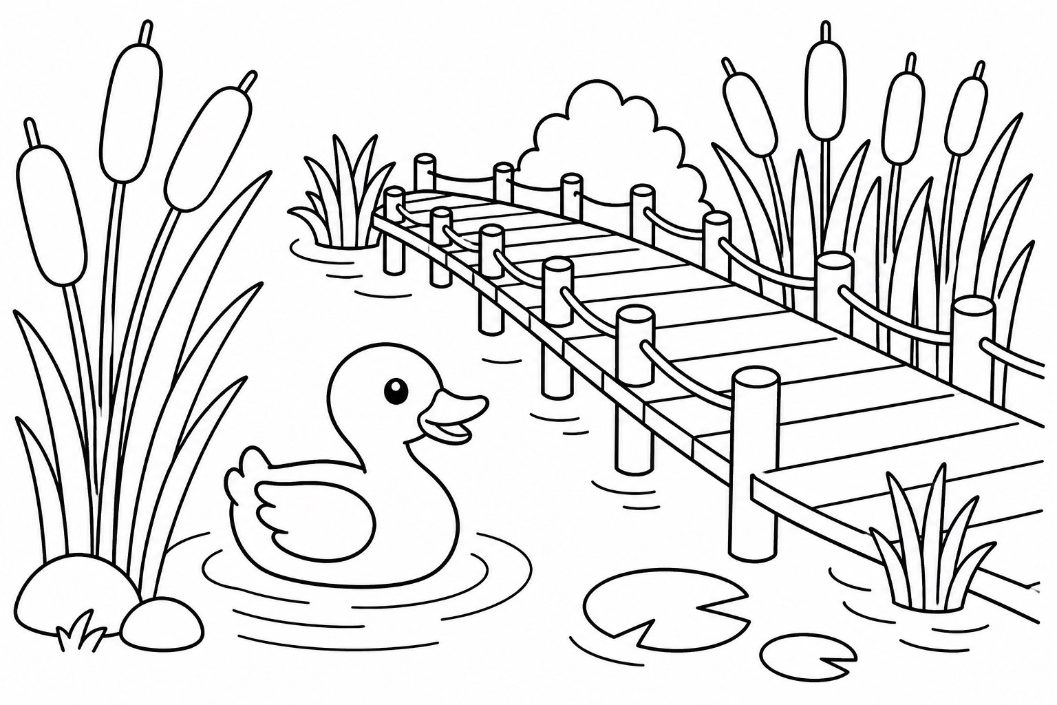 Canard près d’une passerelle des zones humides