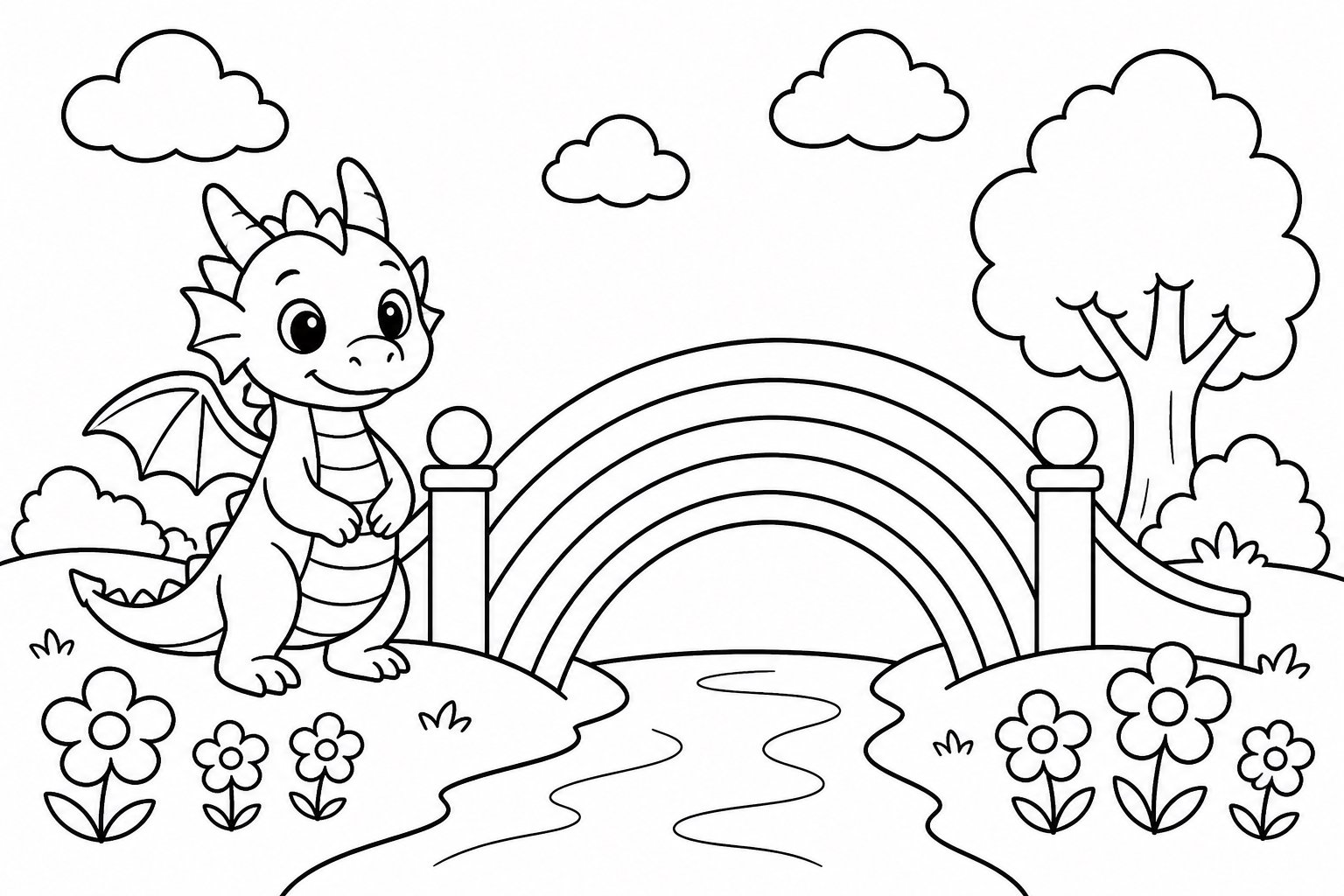 虹の橋を守る小さなドラゴン