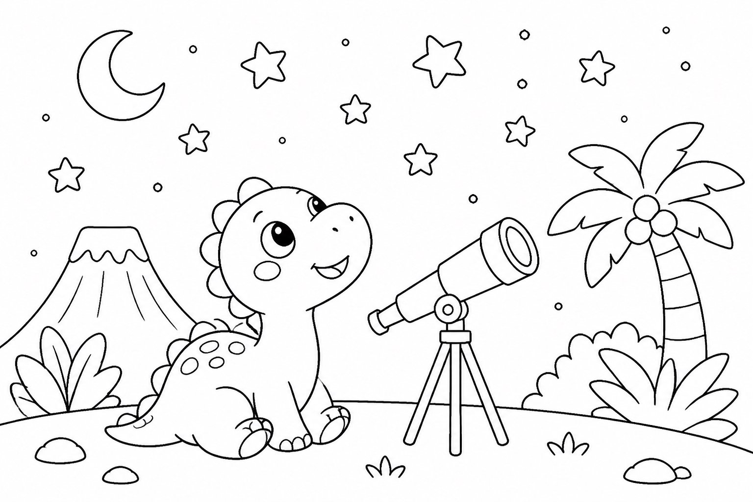 星を見る赤ちゃん恐竜