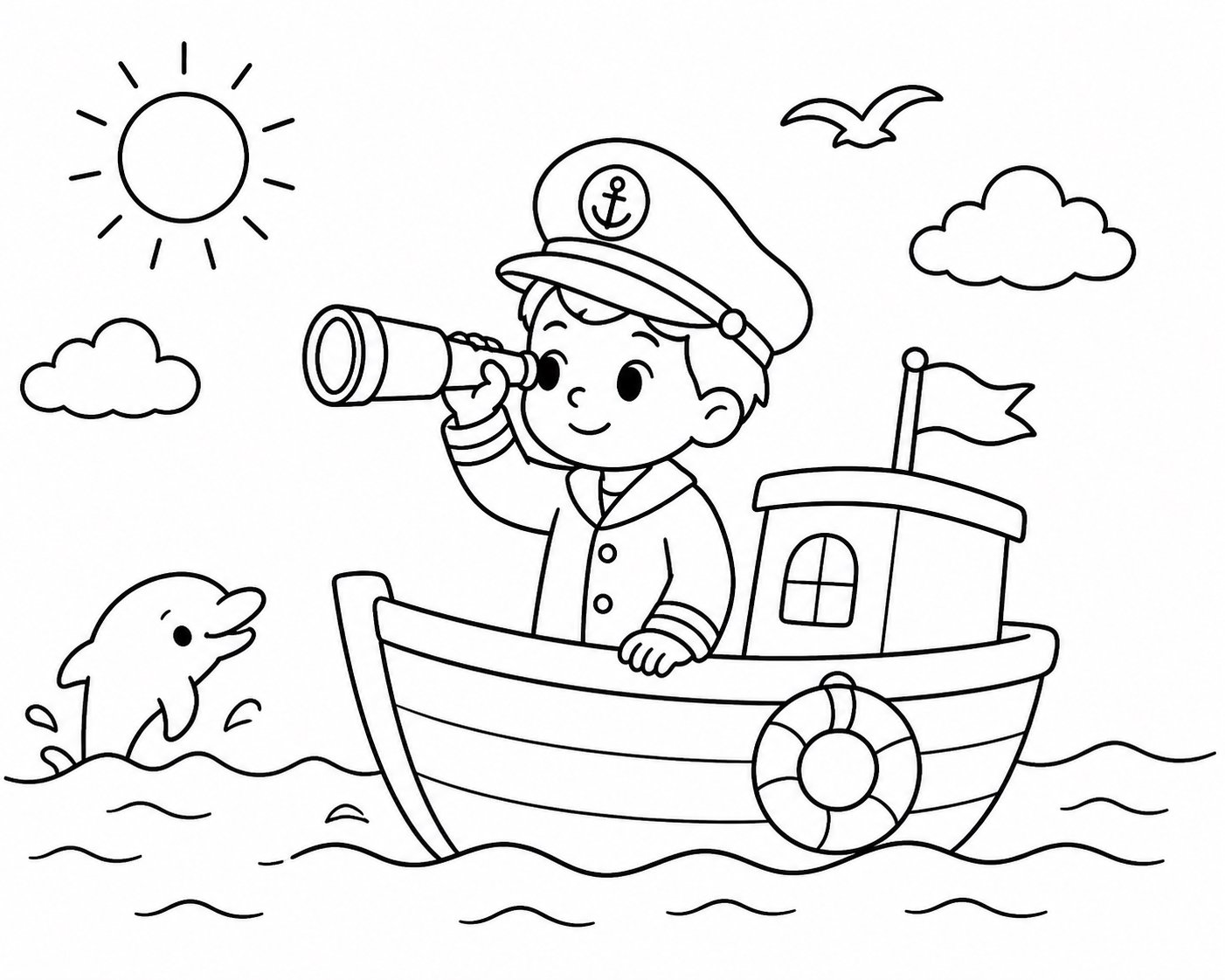 Pequeño capitán observando el mar