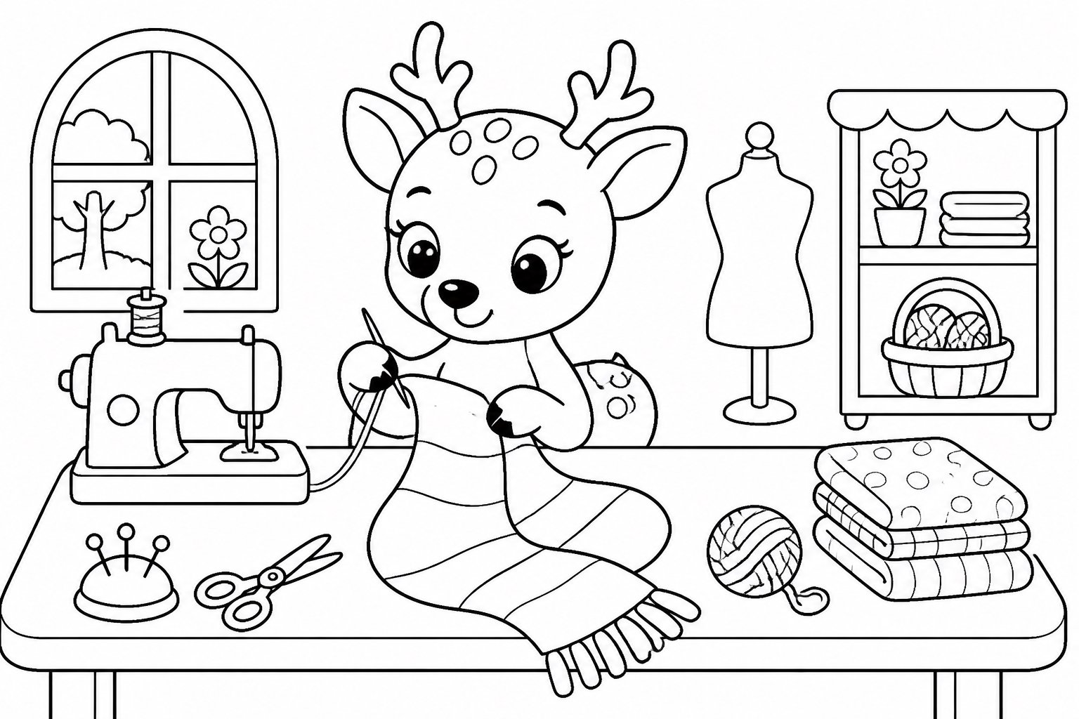 マフラーを作る子鹿
