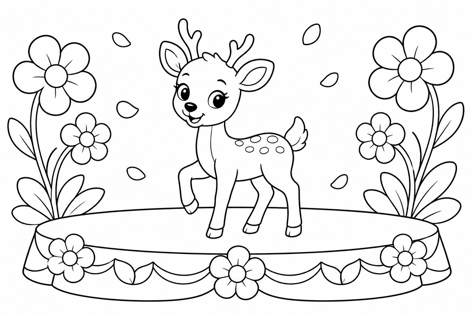 Petit faon sur une scène de fleurs