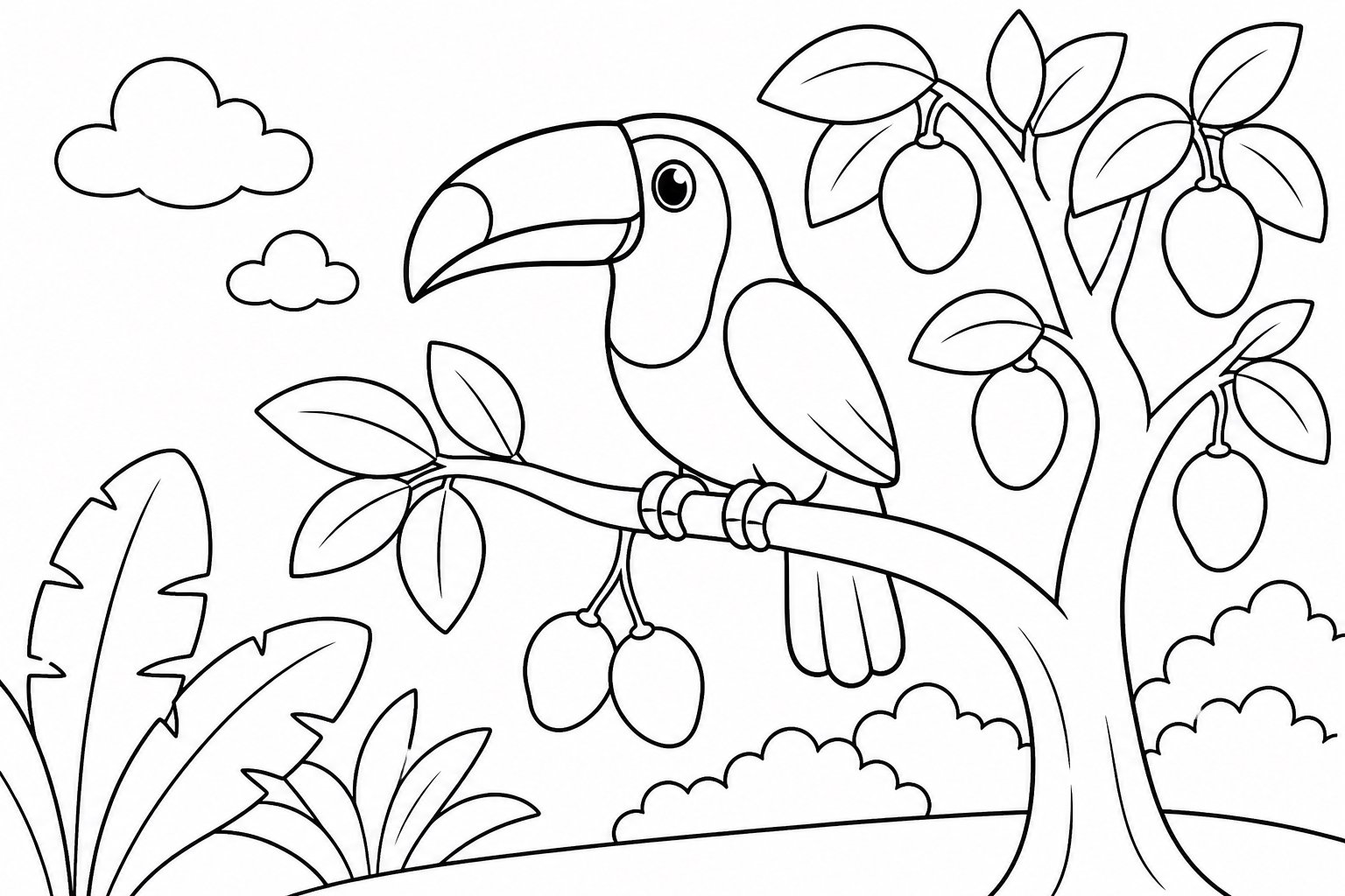 Tukan sitzt auf einem Obstbaum