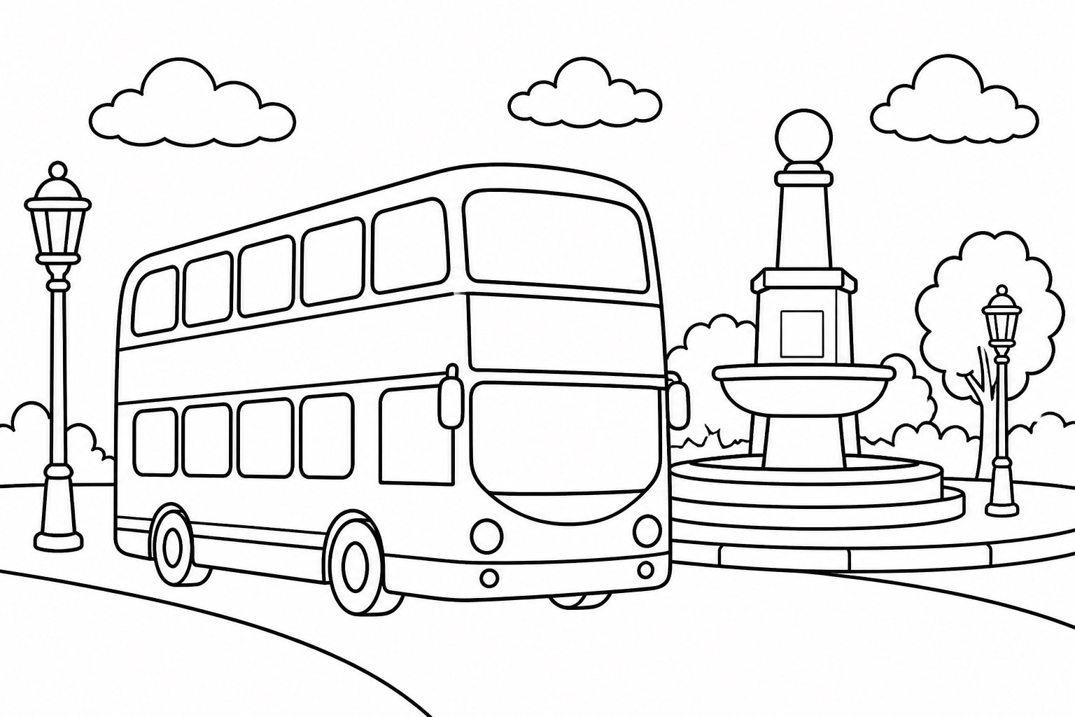 El autobús de dos pisos pasa por la plaza