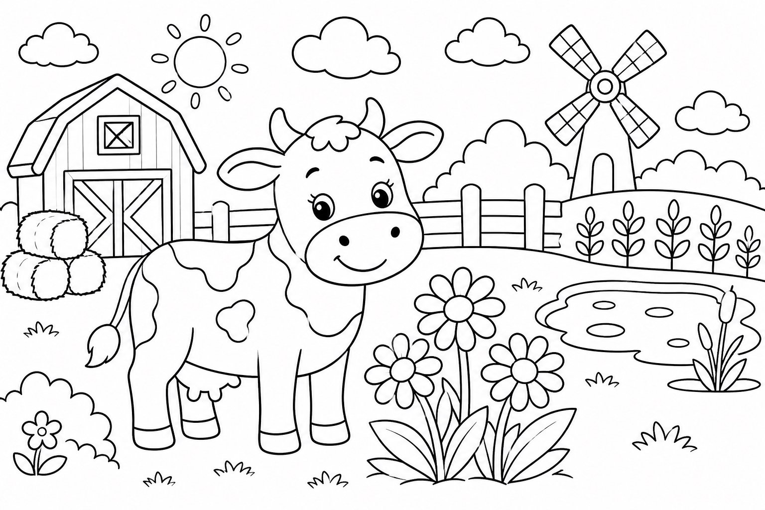 La vache se tient près des marguerites