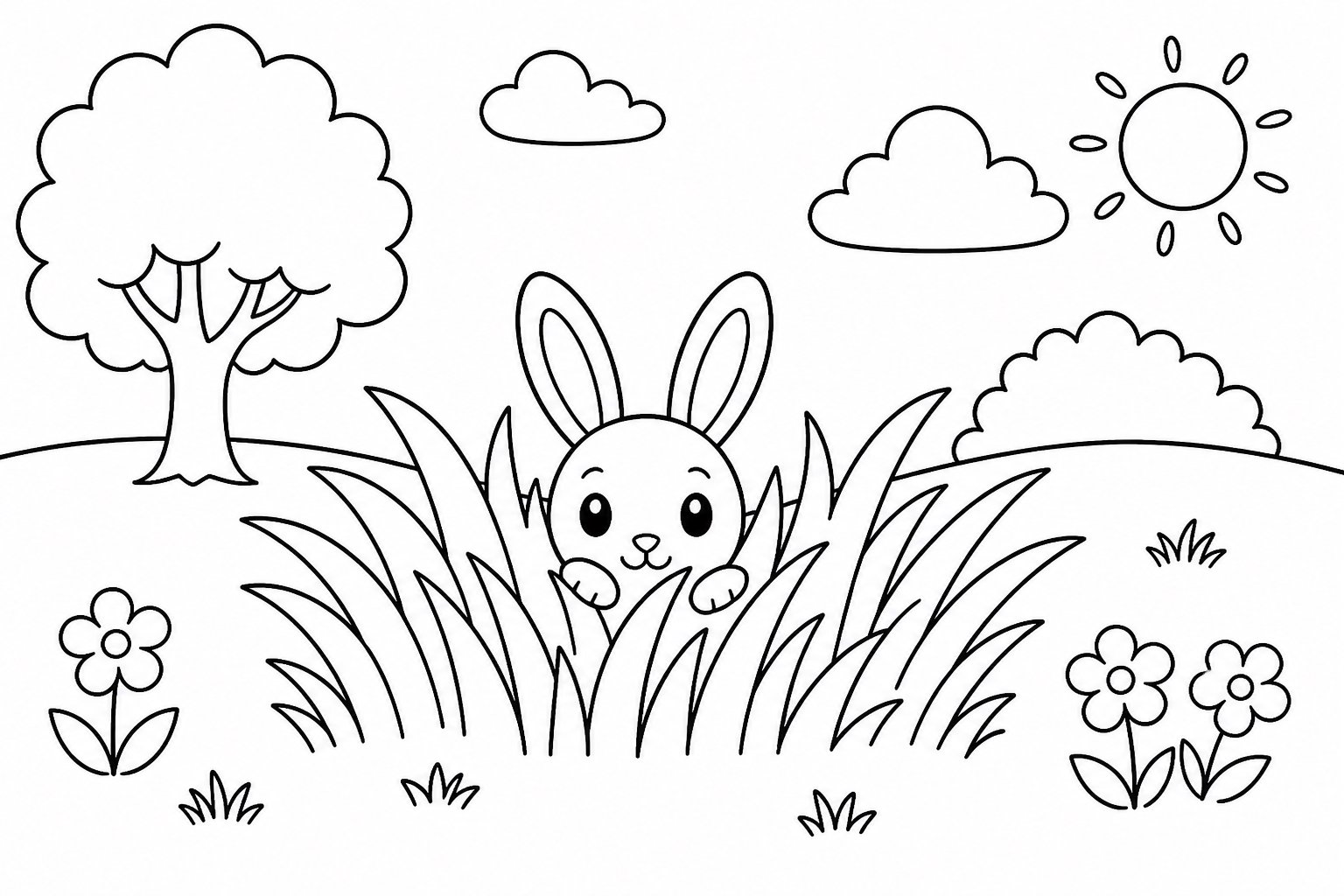 Lièvre caché dans l’herbe