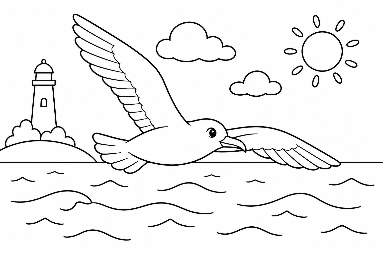 Mouette rasant la surface de la mer