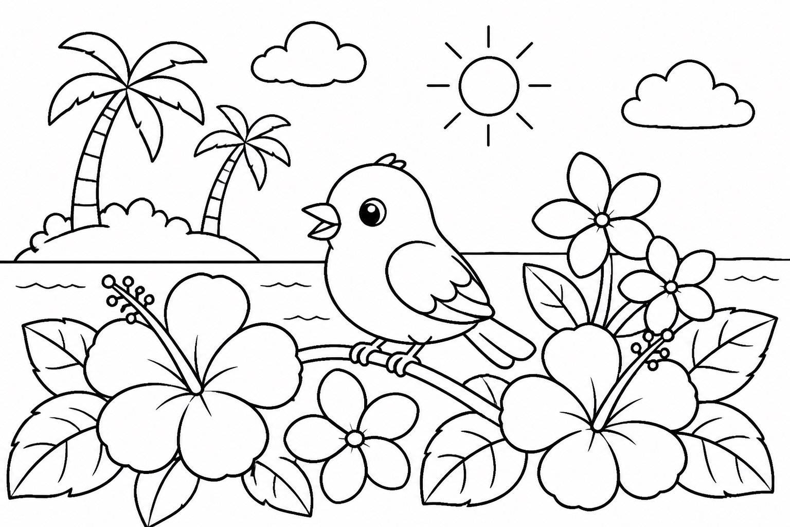Pajarito entre flores de la isla