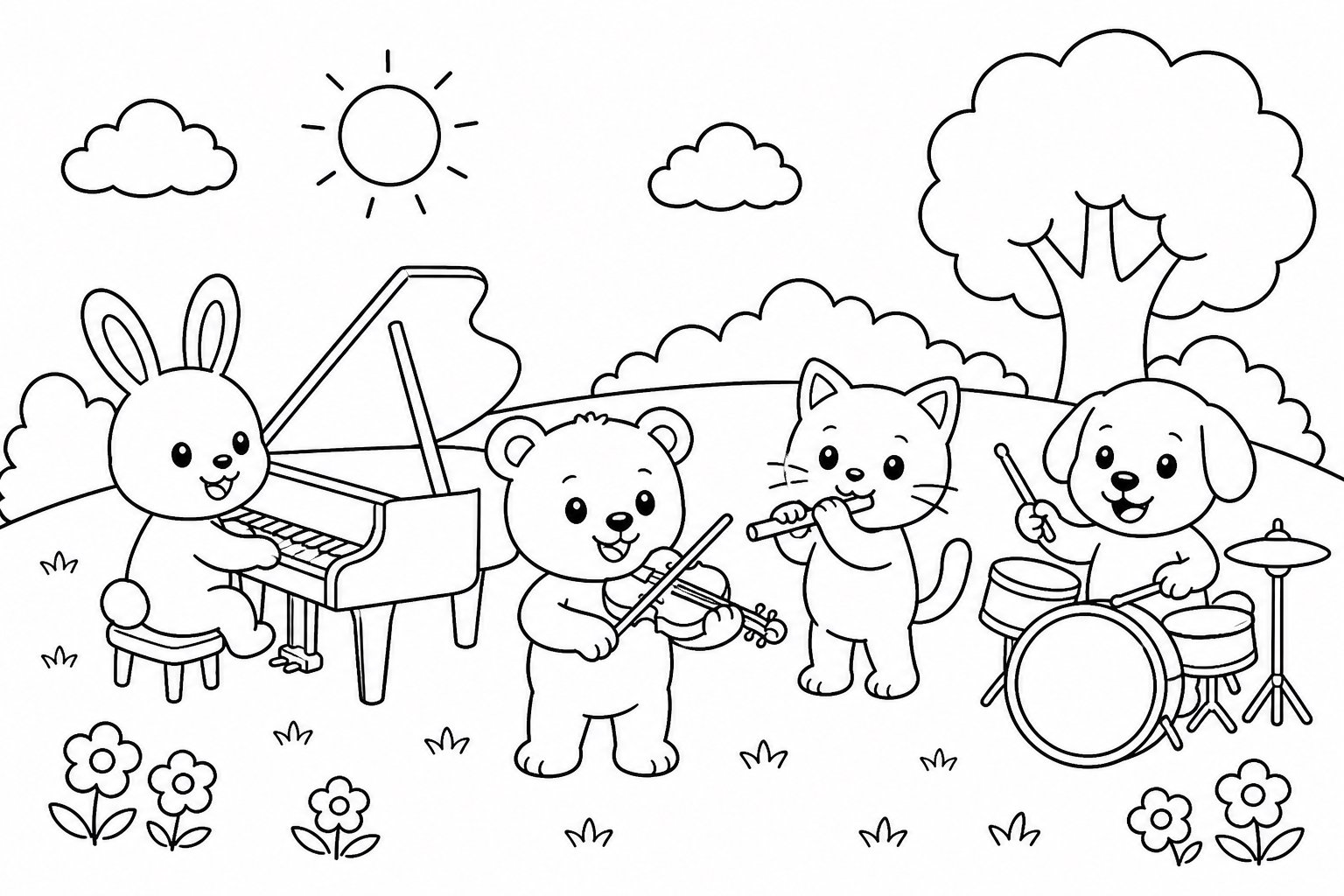 Concierto al aire libre sobre el césped