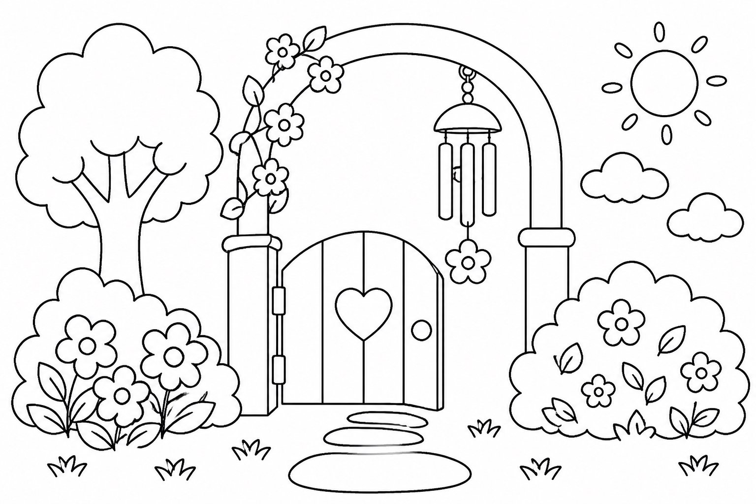 Carillon à l’entrée du jardin