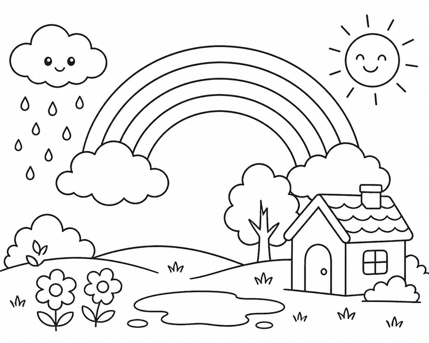 Petit arc-en-ciel apparaissant après la pluie