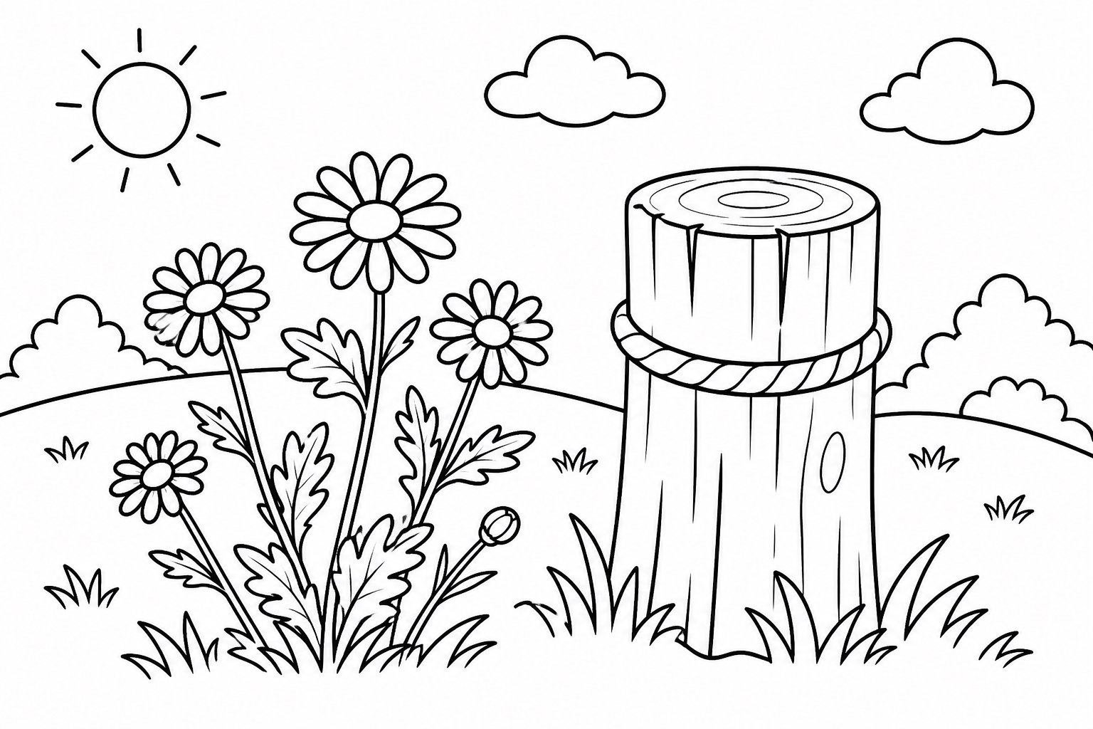 Souche près de chrysanthèmes sauvages