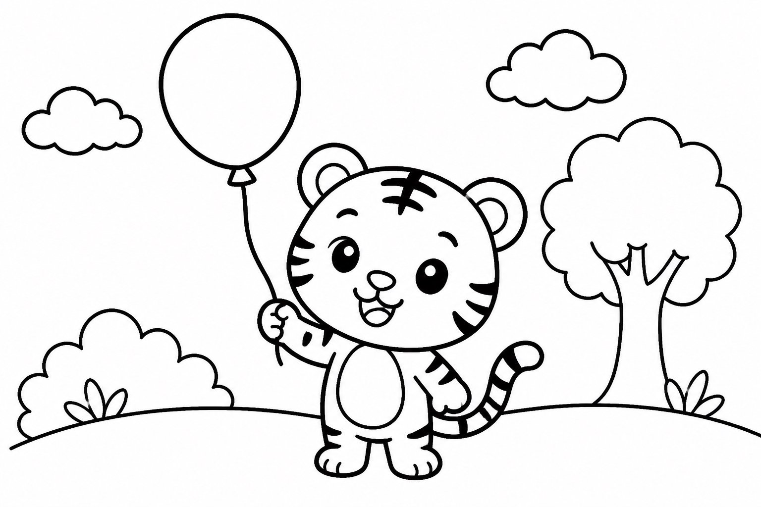 Petit tigre tenant un ballon
