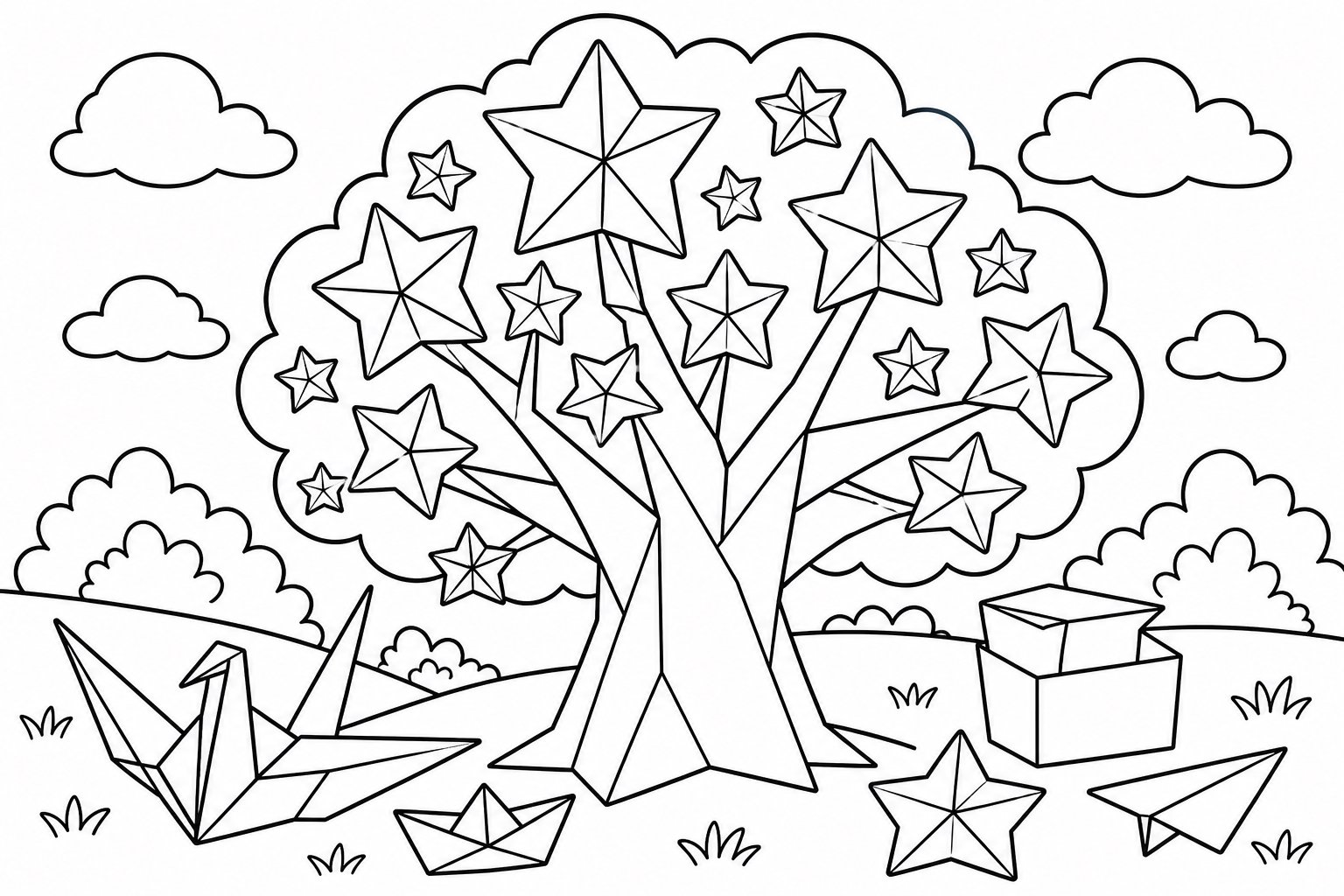 Árbol de estrellas de papel