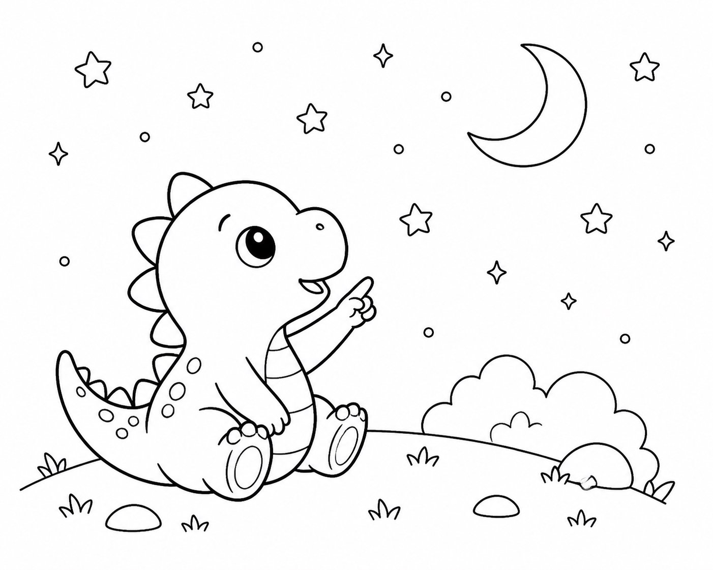 Bébé dinosaure regardant les étoiles