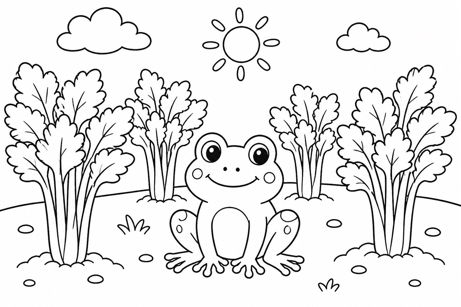 セロリ畑の小さなカエル