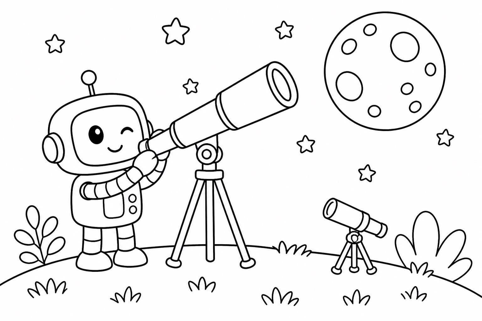 Petit robot observant la lune