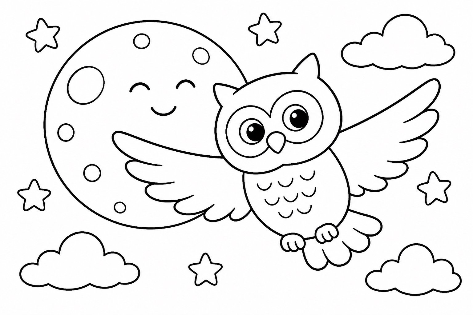 Búho volando frente a la luna