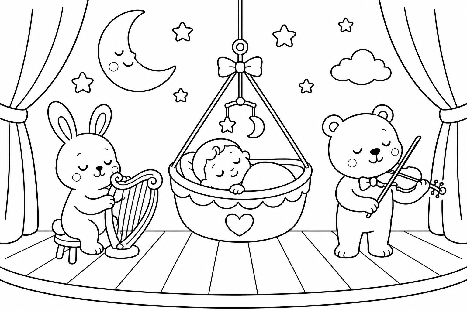 月明かりの下のおやすみ子守歌