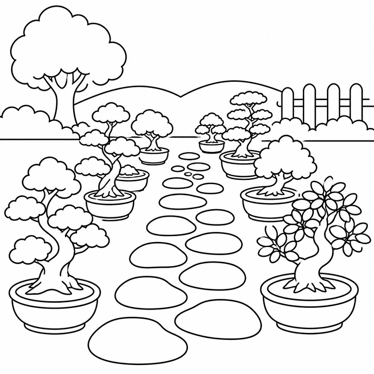 Plantes en pot disposées en chemin