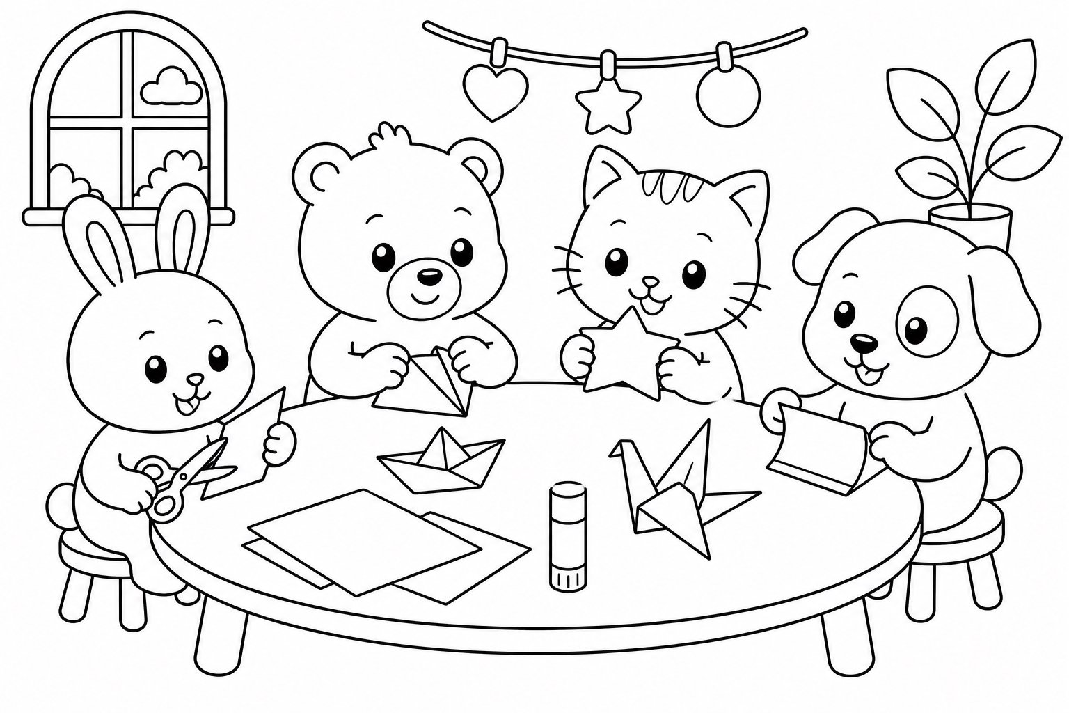 Mesa de manualidades para amigos animales