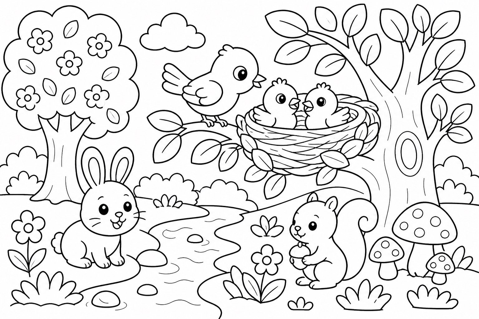 Pequeño nido de pájaros en primavera
