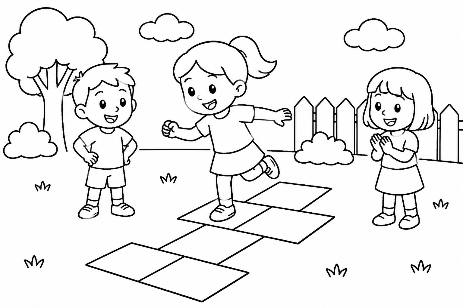 Enfant jouant à la marelle