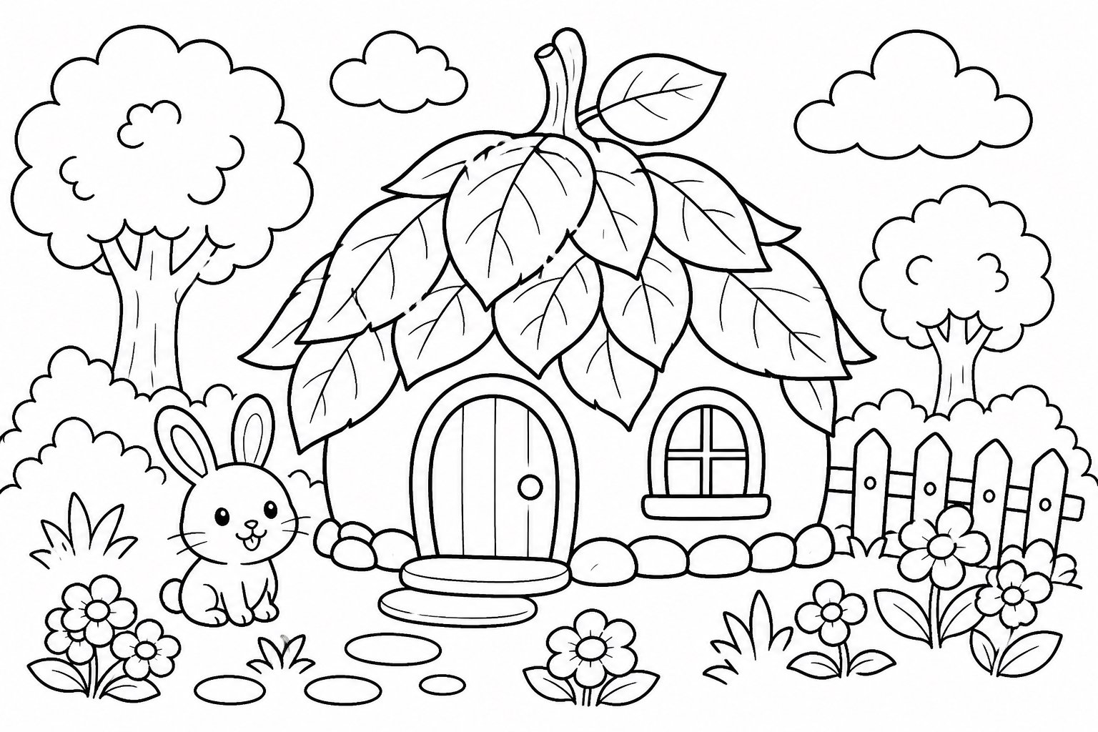 Maisonnette au toit de feuilles