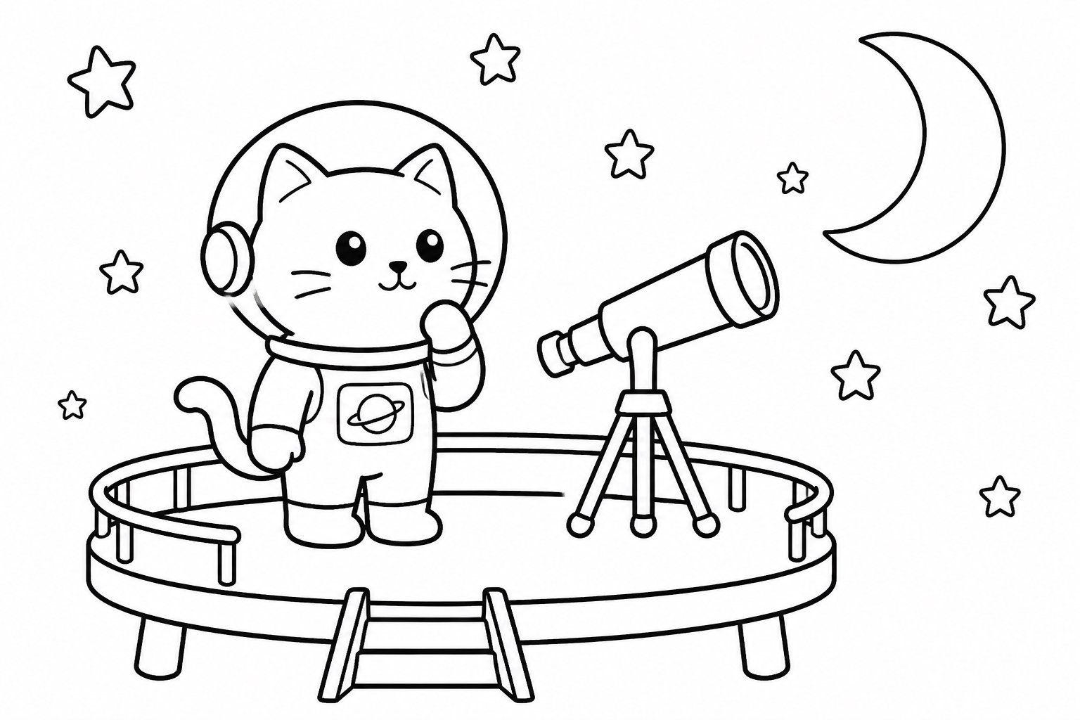 Chat spatial observant les étoiles