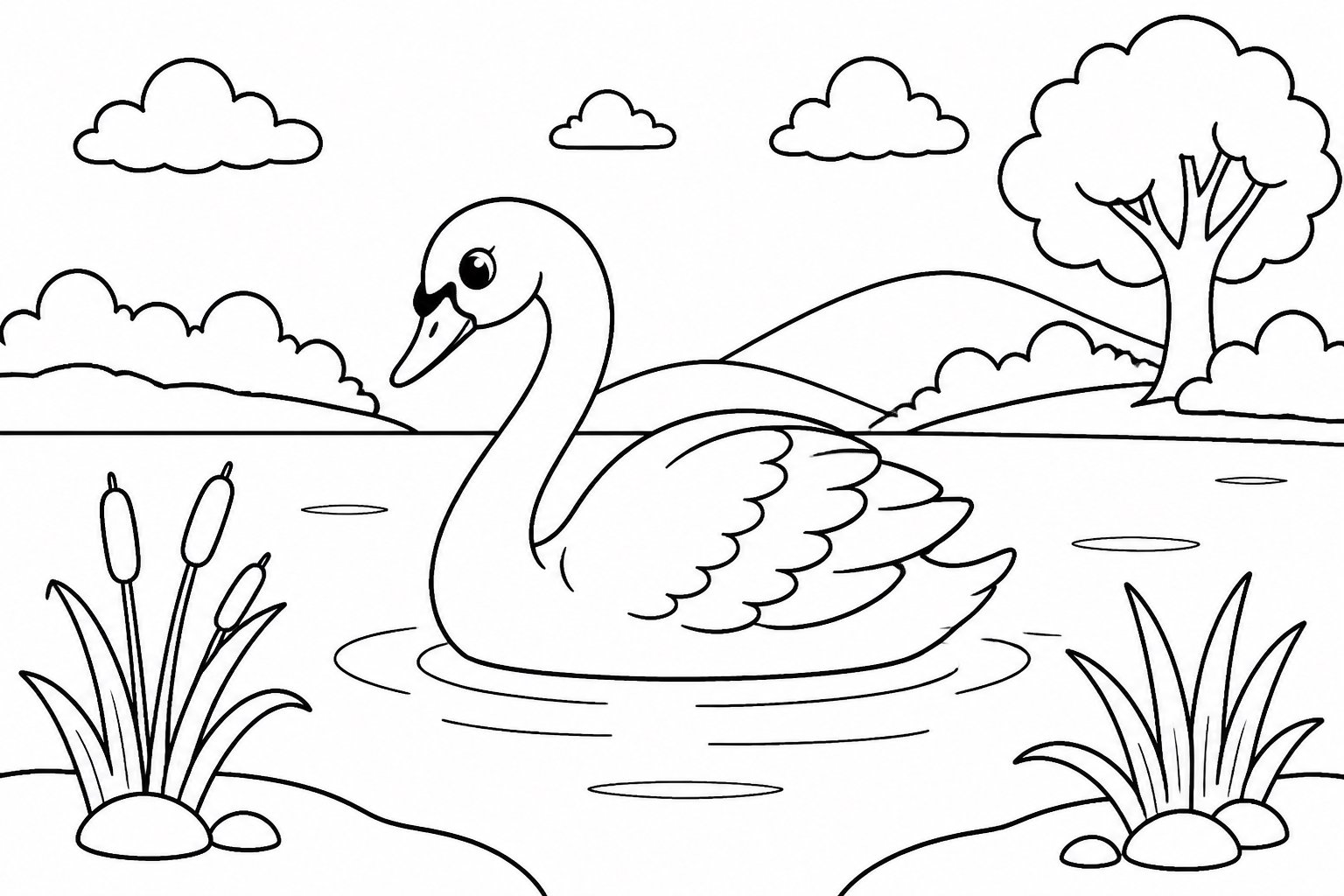 Cisne deslizándose por un lago tranquilo