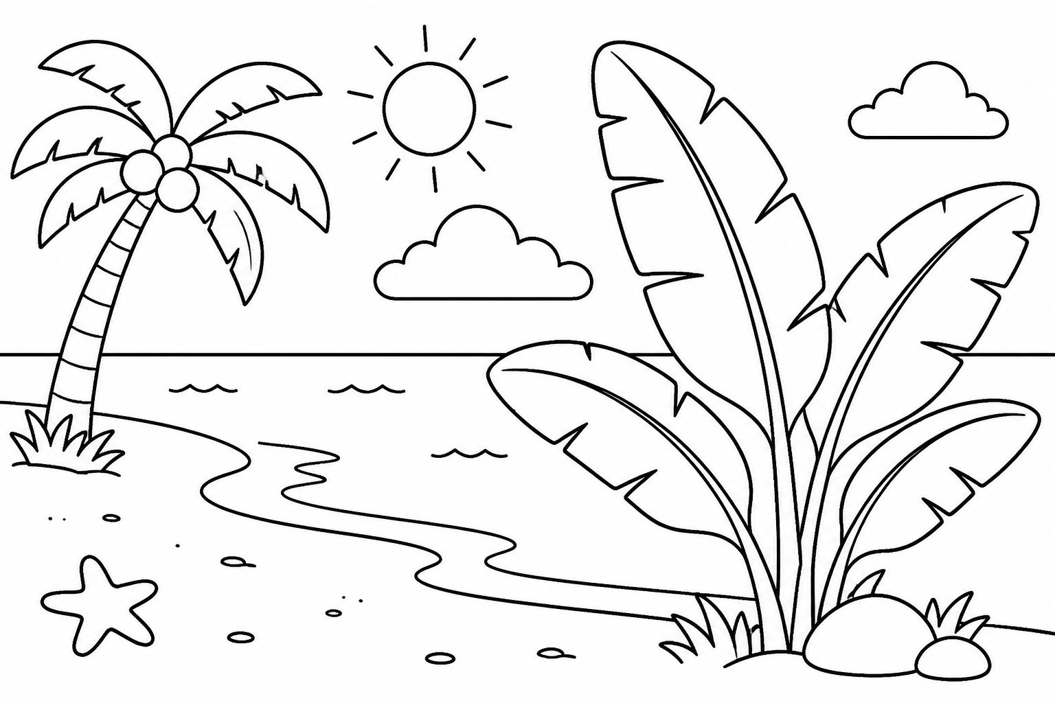 浜辺のそばのバナナの葉