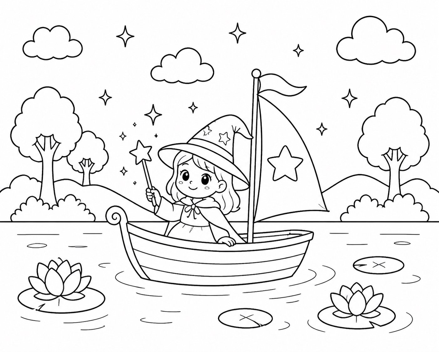 Petit bateau sur le lac magique