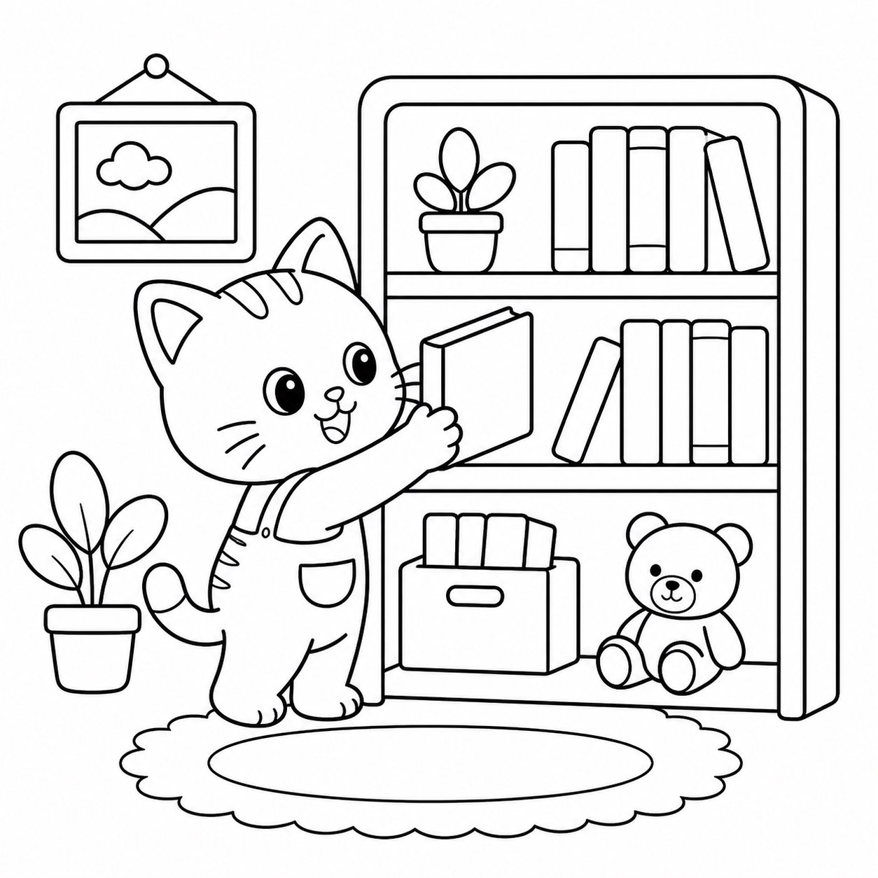 小猫整理书架