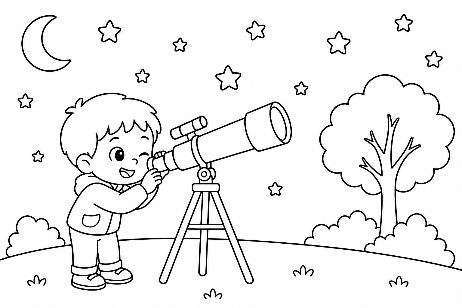 Niños observando las estrellas