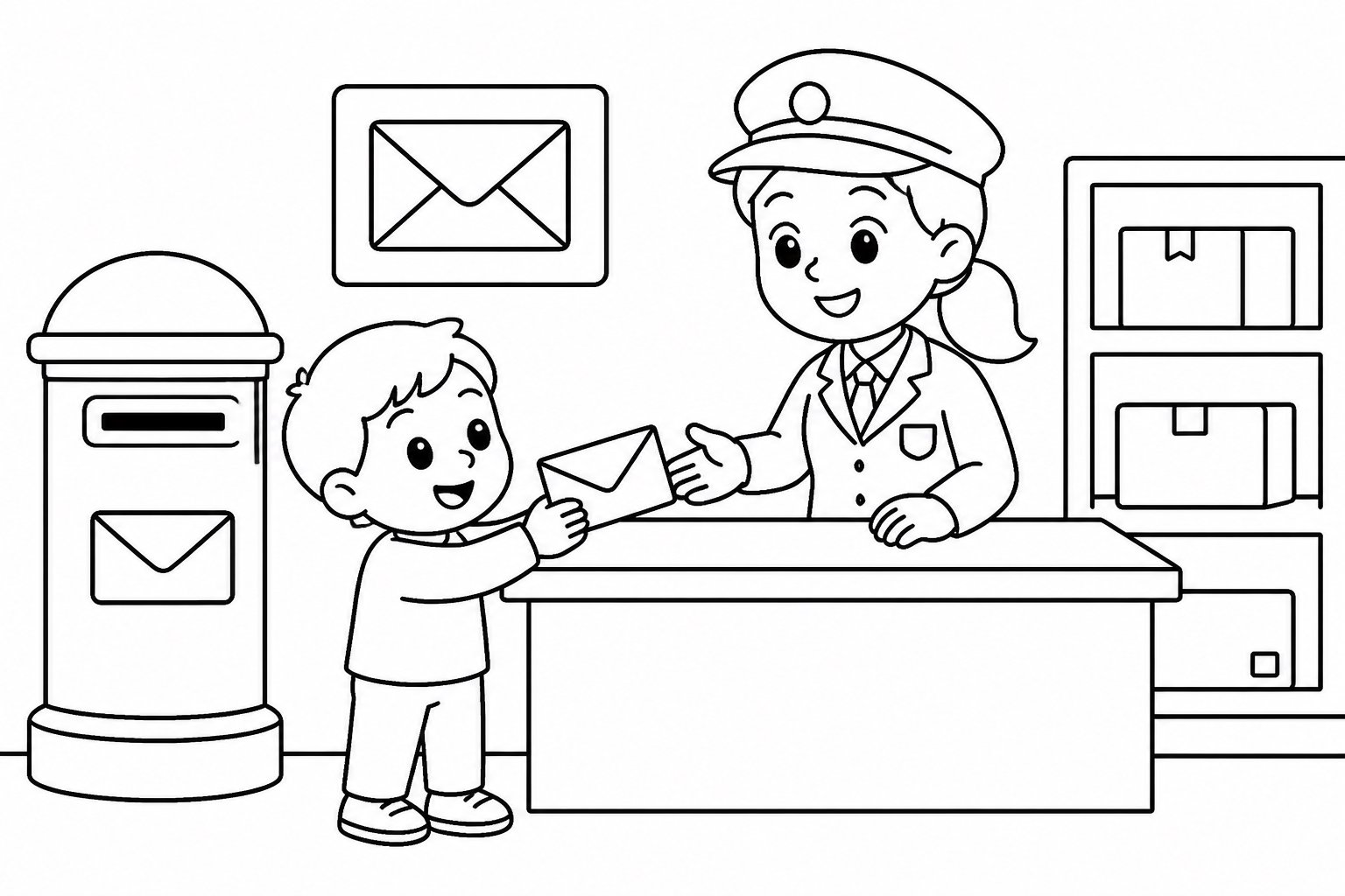 Enviando una carta en la oficina de correos