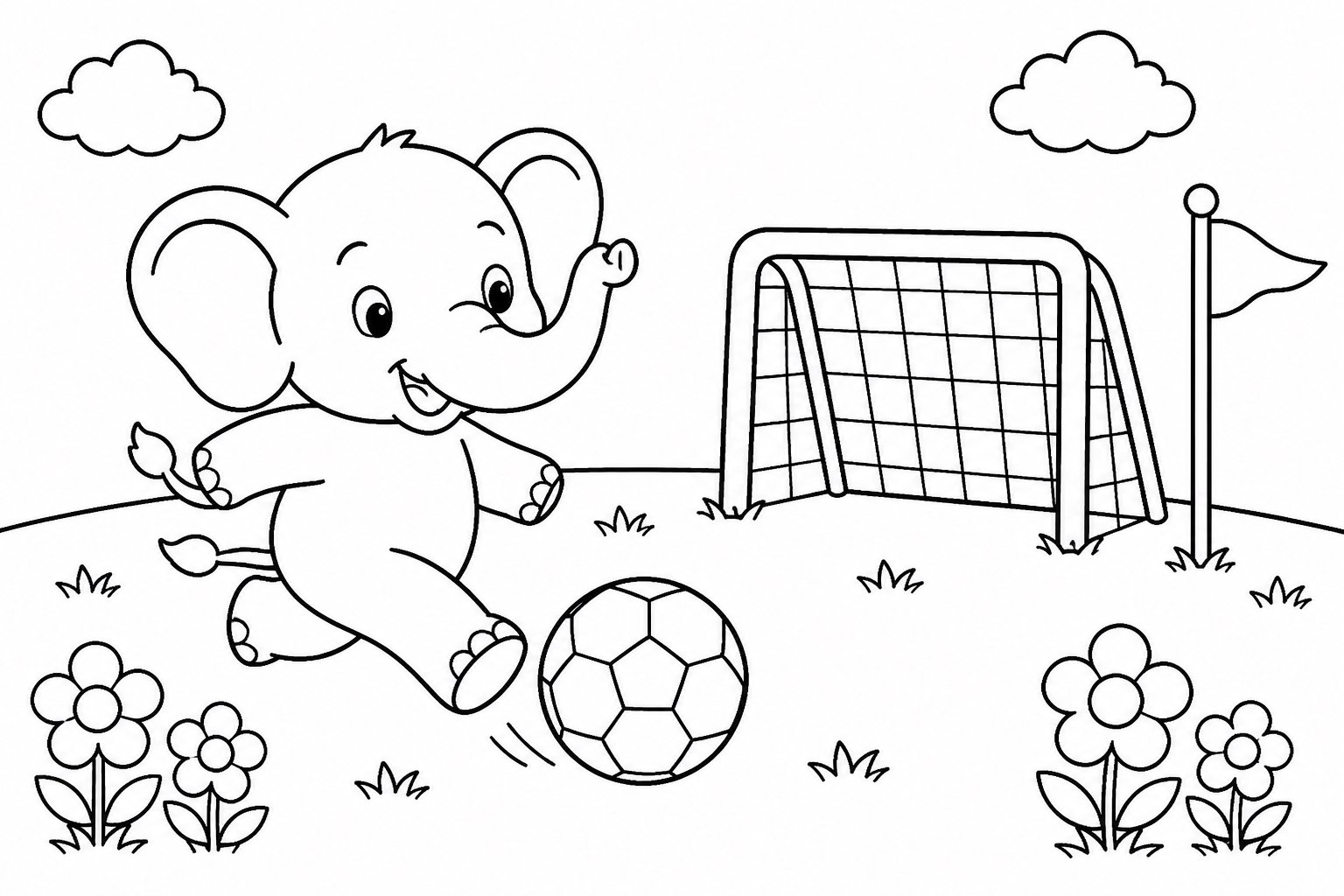 Éléphant donnant un coup de pied dans un gros ballon