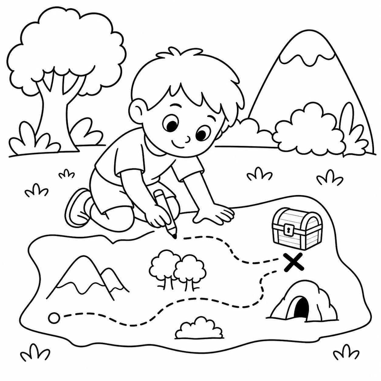 小朋友绘制探险路线