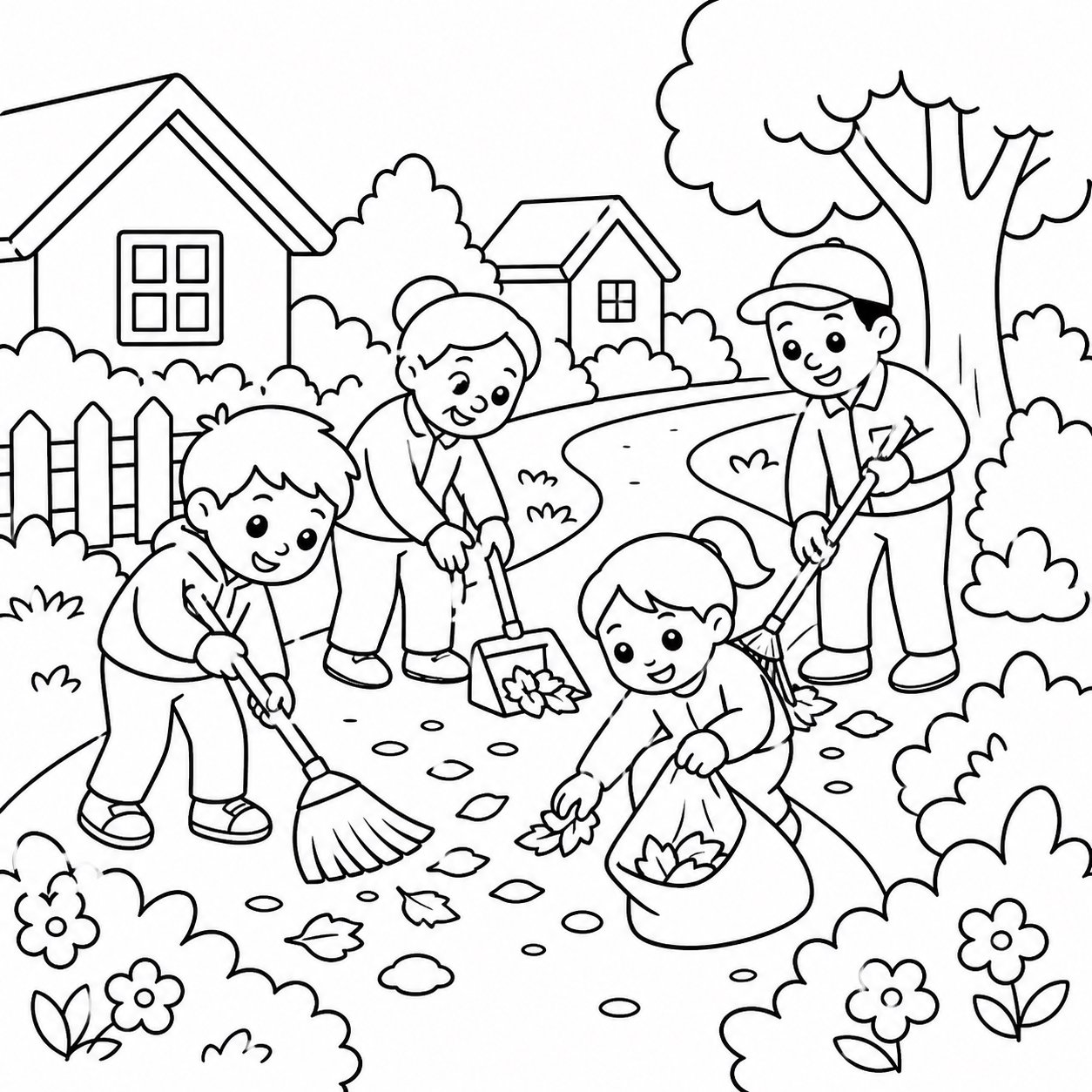 Vecinos arreglando el sendero juntos