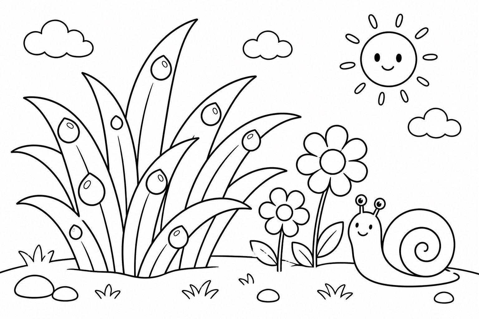 Petite herbe dans une goutte de rosée