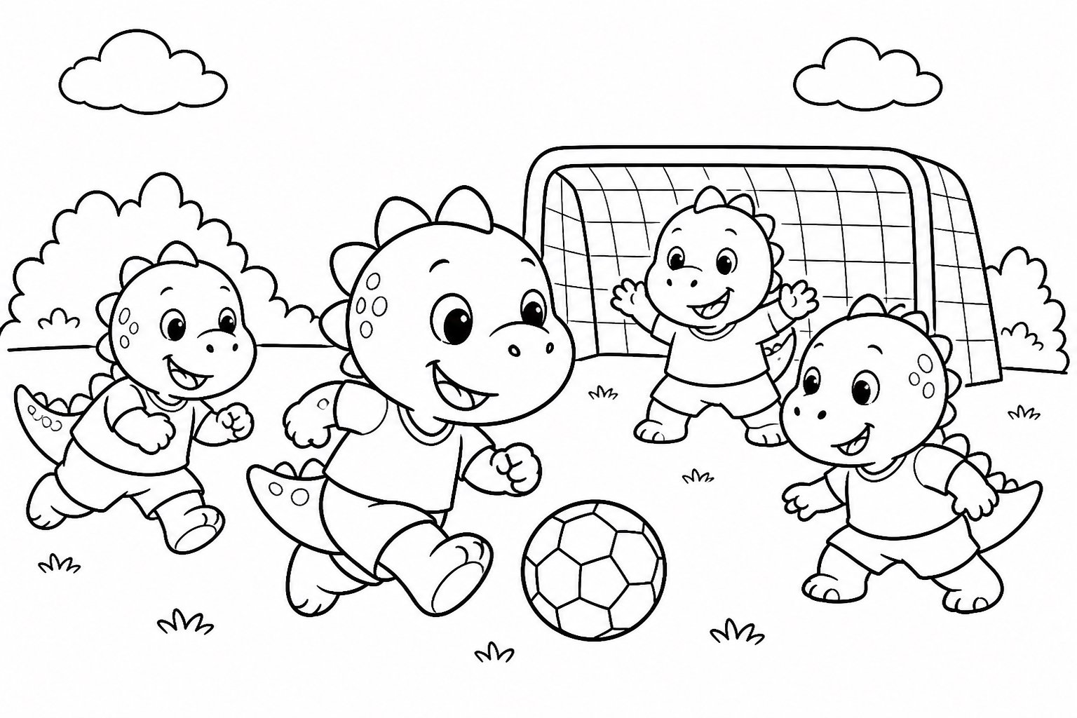 Bébé dinosaure jouant au football