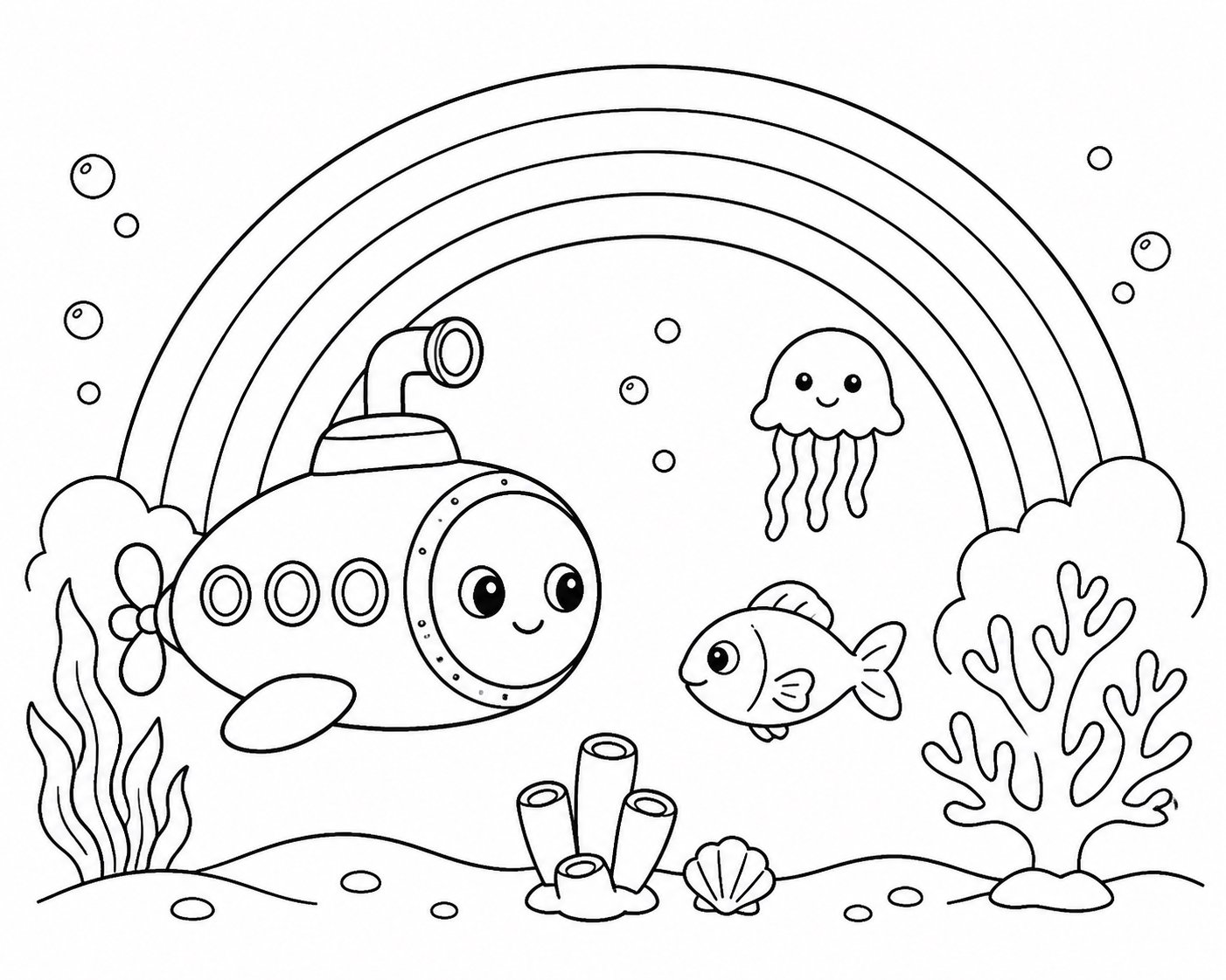 Pequeño submarino encuentra un arcoíris submarino