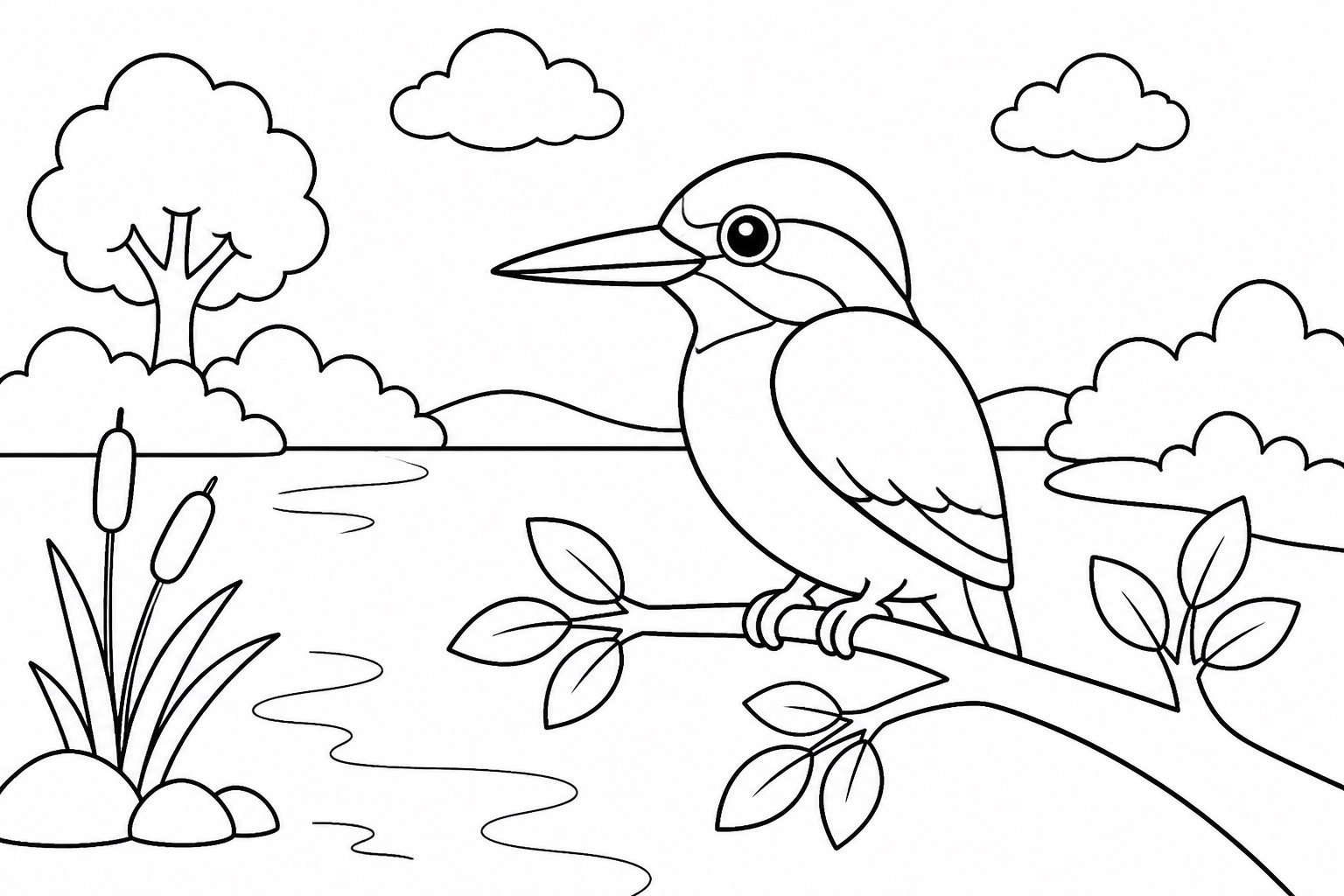 Martin-pêcheur sur une branche au bord du lac