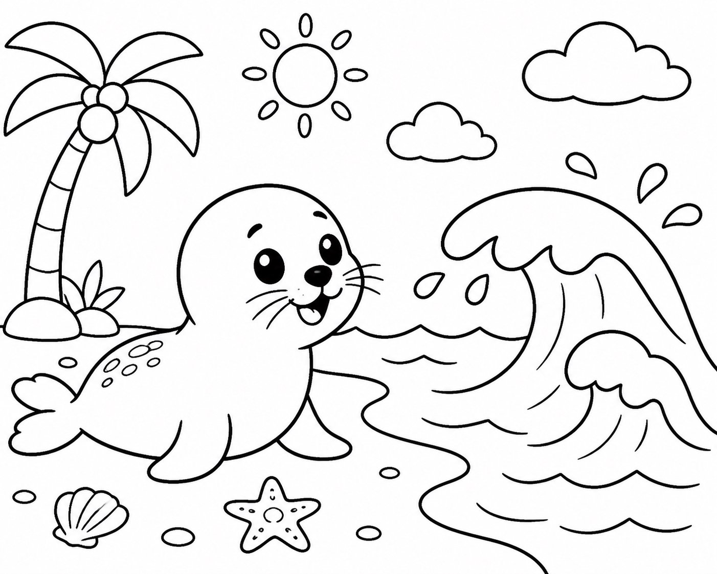 Foca pequena observando as ondas