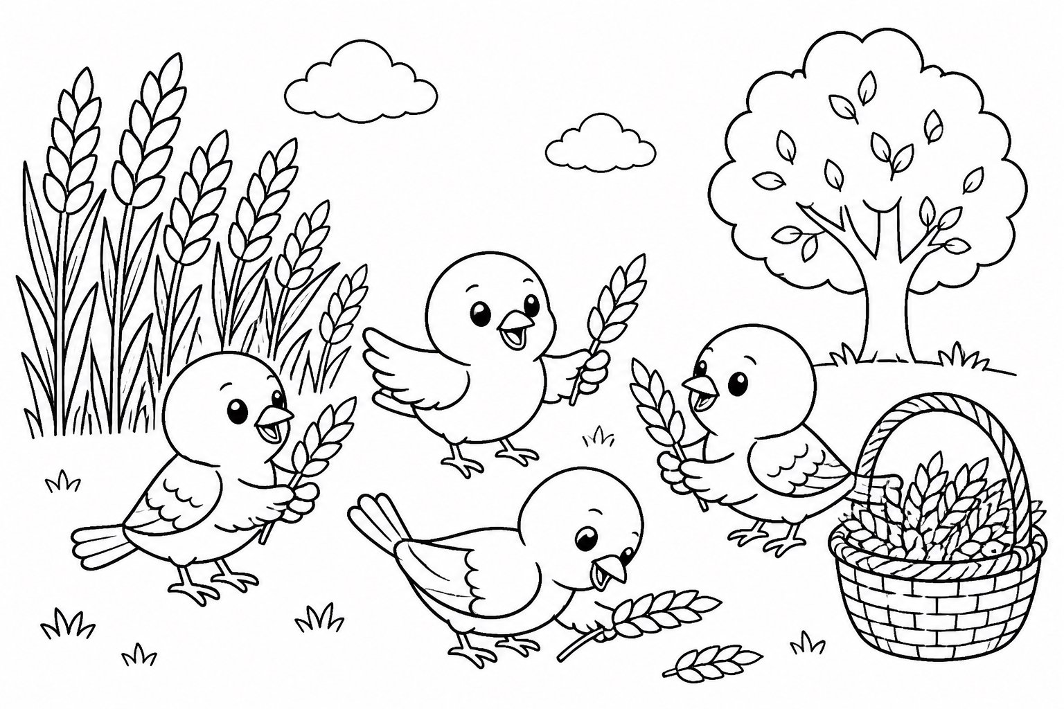 Petit moineau partageant un épi de blé