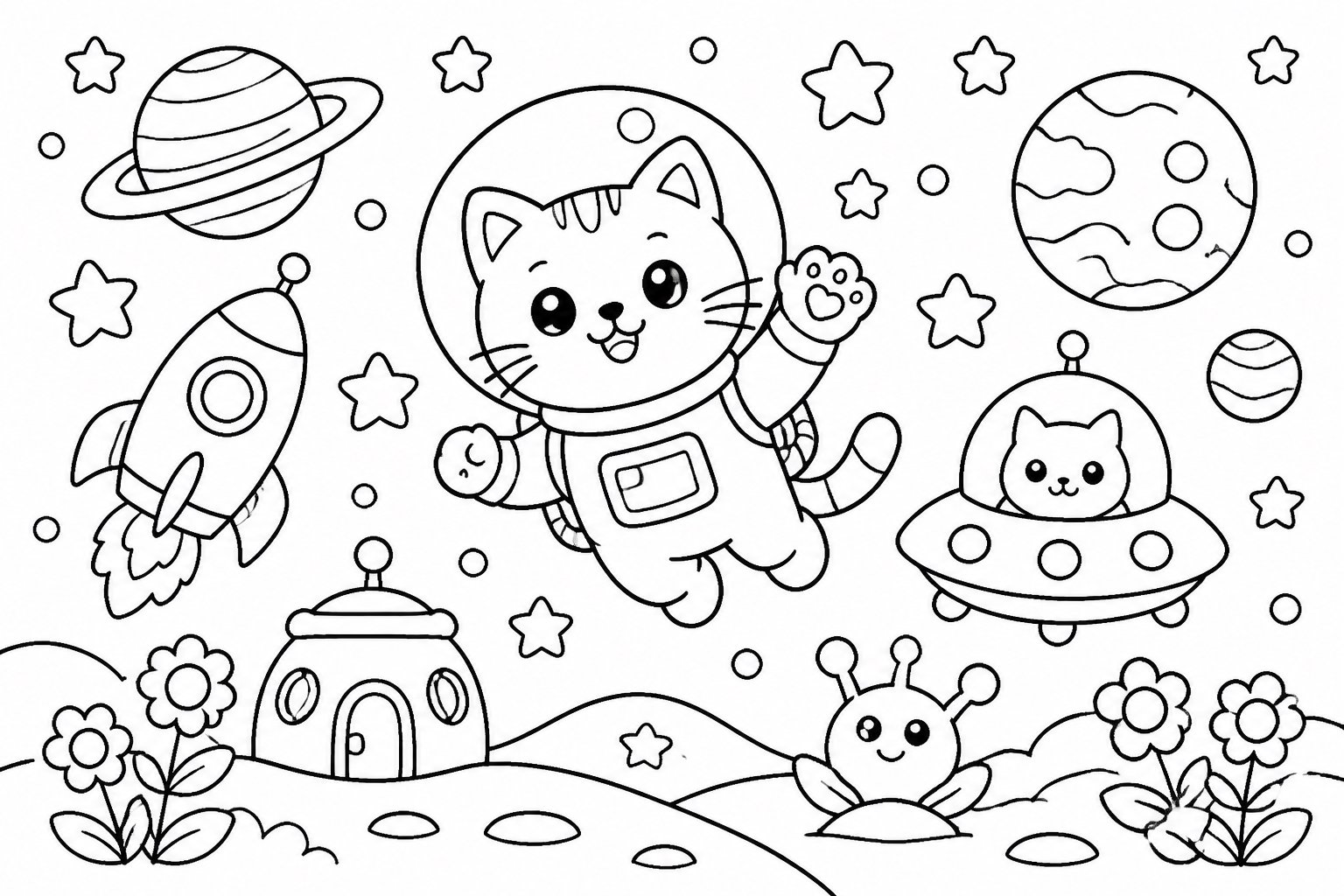 宇宙猫咪漂浮在星空