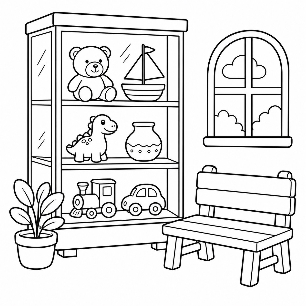 展柜旁的小长椅