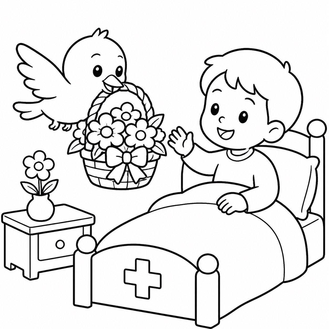 小鸟送来慰问花篮